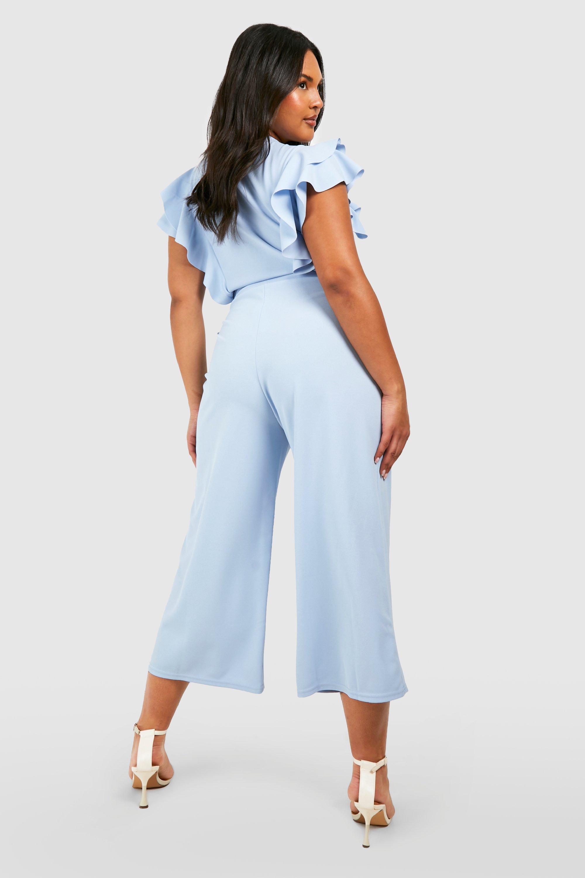 Blue cheap culotte jumpsuit